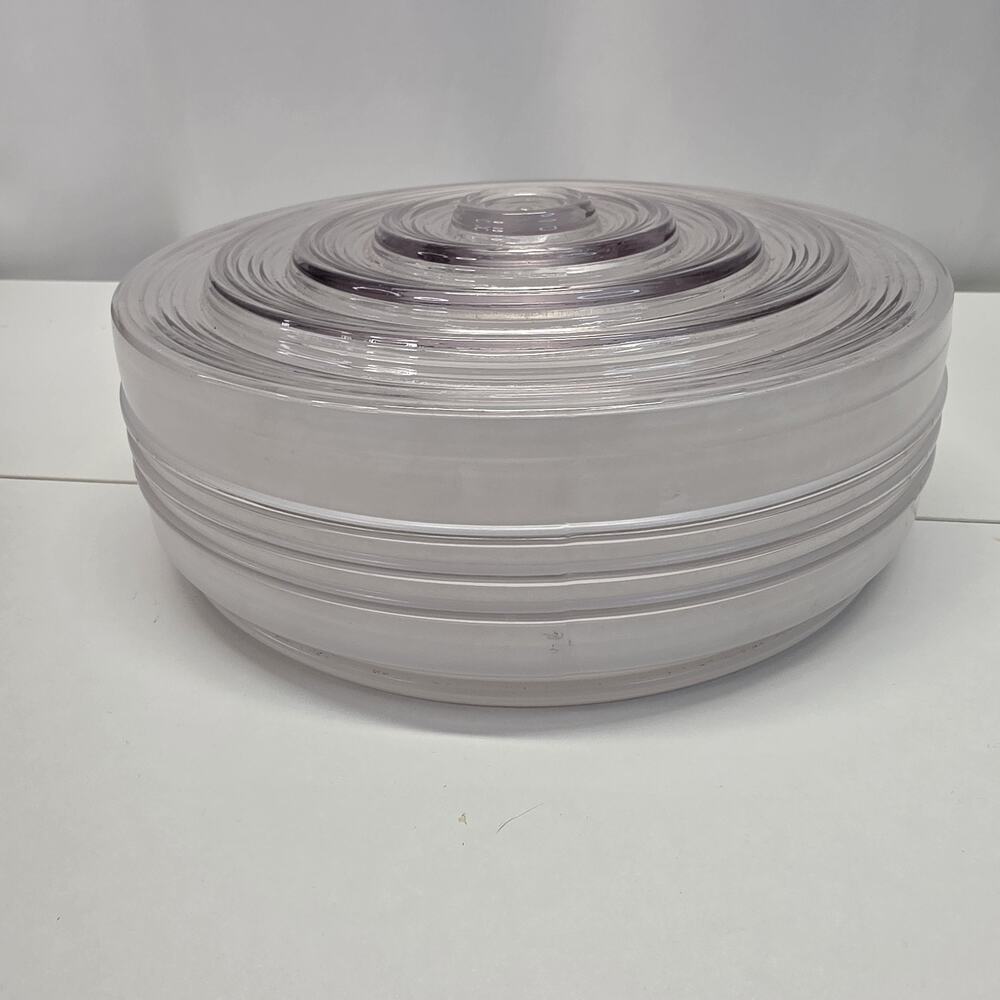Vintage Light Fixture Cover 9-3/4" Diameter Frosted Sides Clear Stepped Bottom